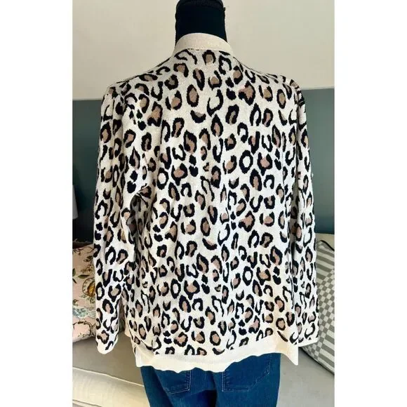 CROFT & BARROW - LEOPARD PRINT CARDIGAN - SIZE PL - Picture 6 of 6